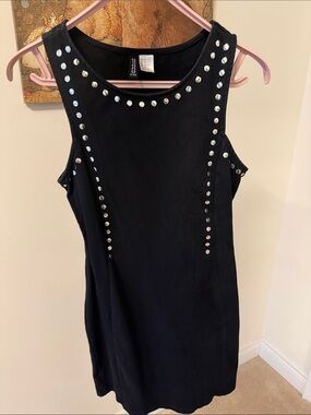 Express Black Sleeveless Mini Dress with Silver Studs